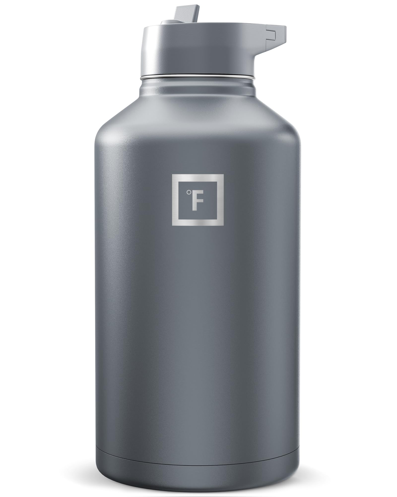 IRON °FLASK Camping & Hiking Hydration Flask with Straw, Wide Mouth Insulated Stainless Steel Sports Water Bottle - 40 oz Blue Waves