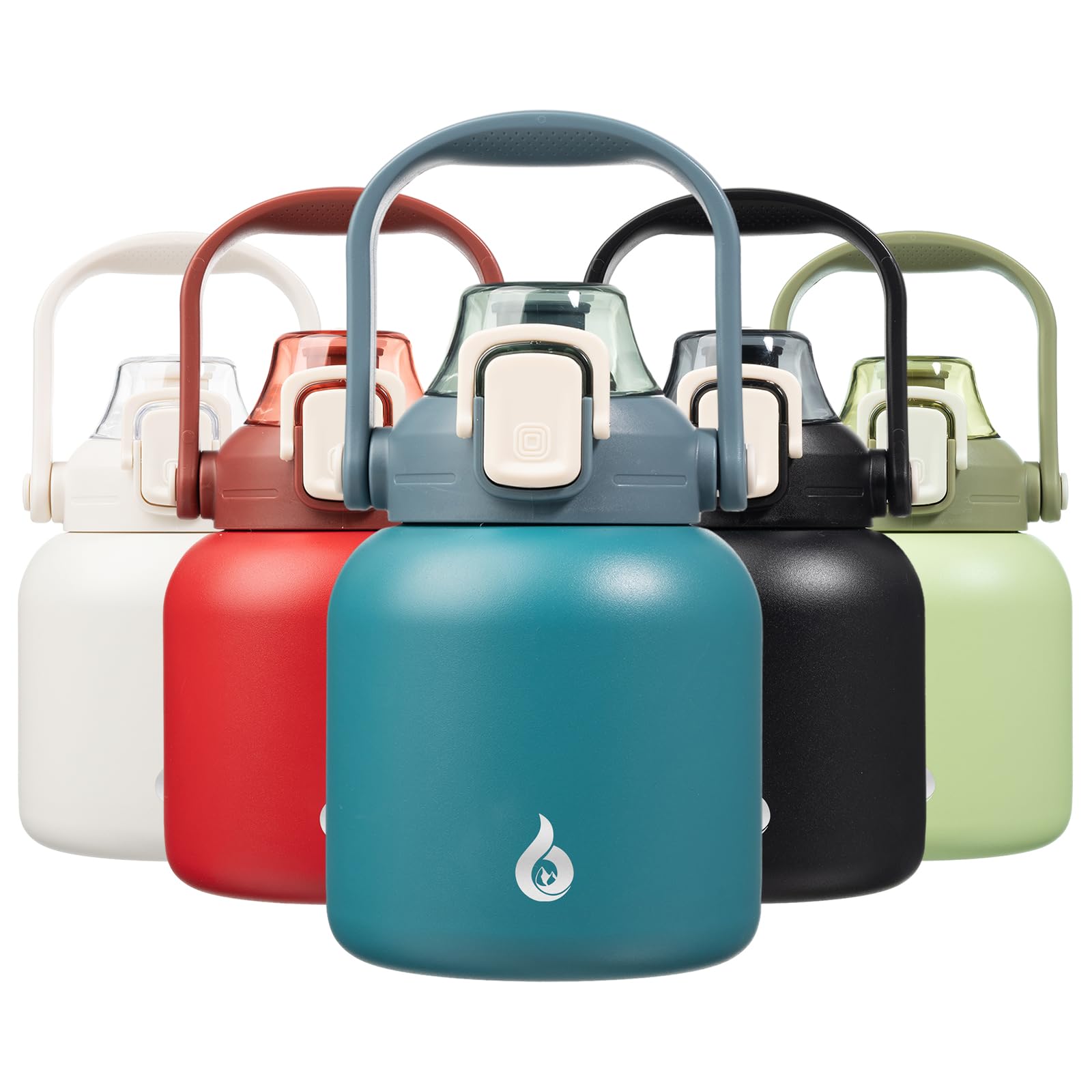 BJPKPK Insulated Water Bottles with Straw, 27 oz Cute Water Bottles with Handle, BPA Free Stainless Steel Metal Jug, Easy Carry Flasks for Men & Women, White