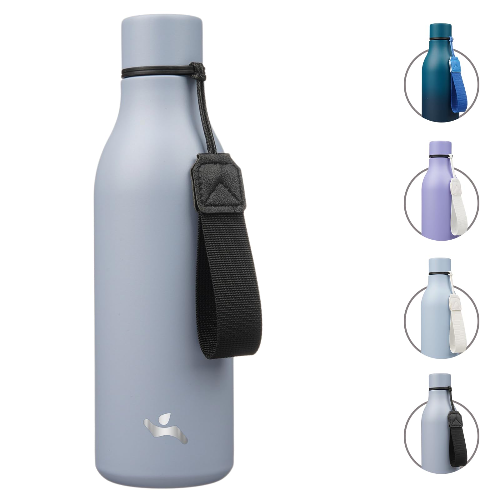Insulated Water Bottle with Strap,18 oz Double Wall Stainless Steel Vacuum Bottles Metal Water Flask,Candy Blue
