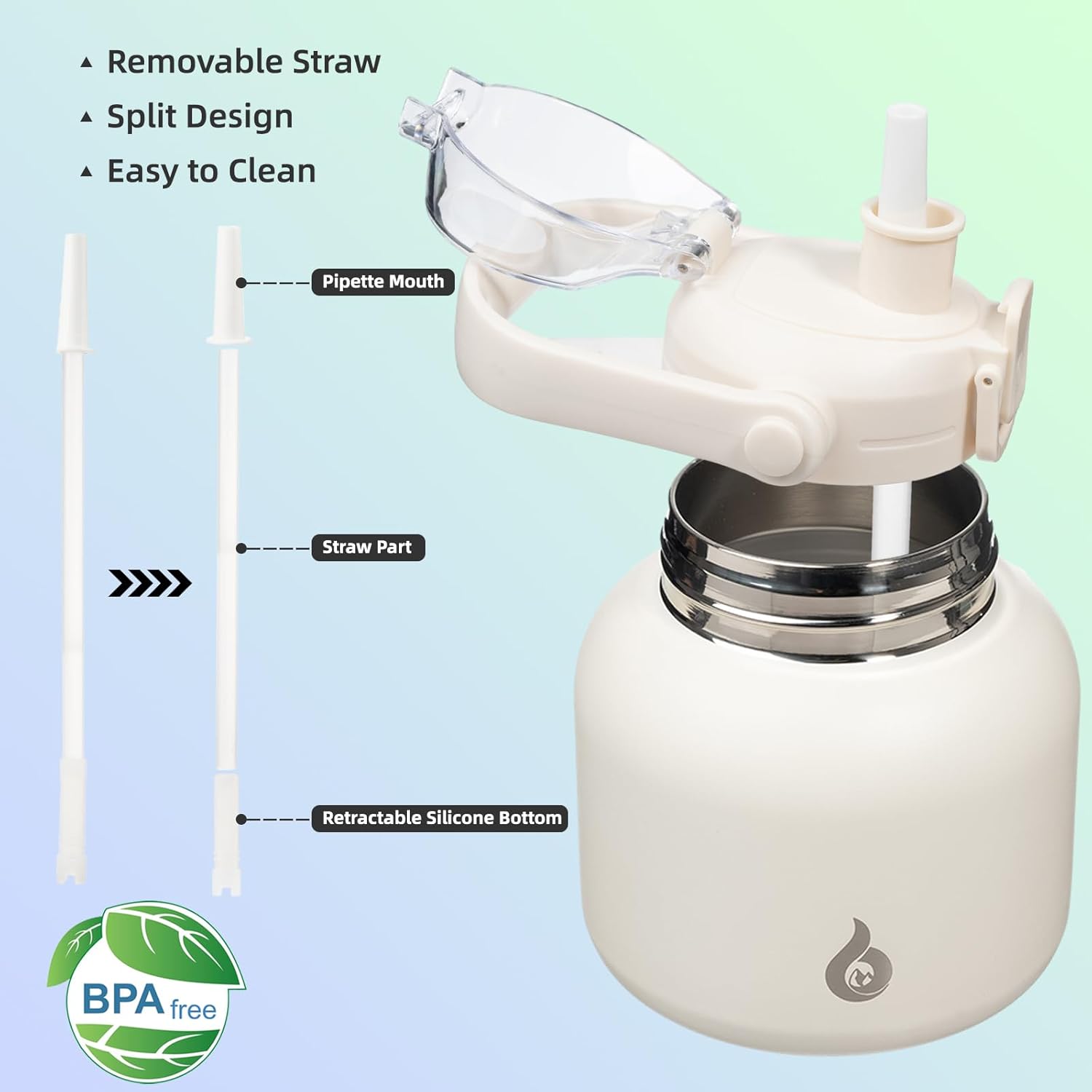 BJPKPK Insulated Water Bottles with Straw, 27 oz Cute Water Bottles with Handle, BPA Free Stainless Steel Metal Jug, Easy Carry Flasks for Men & Women, White