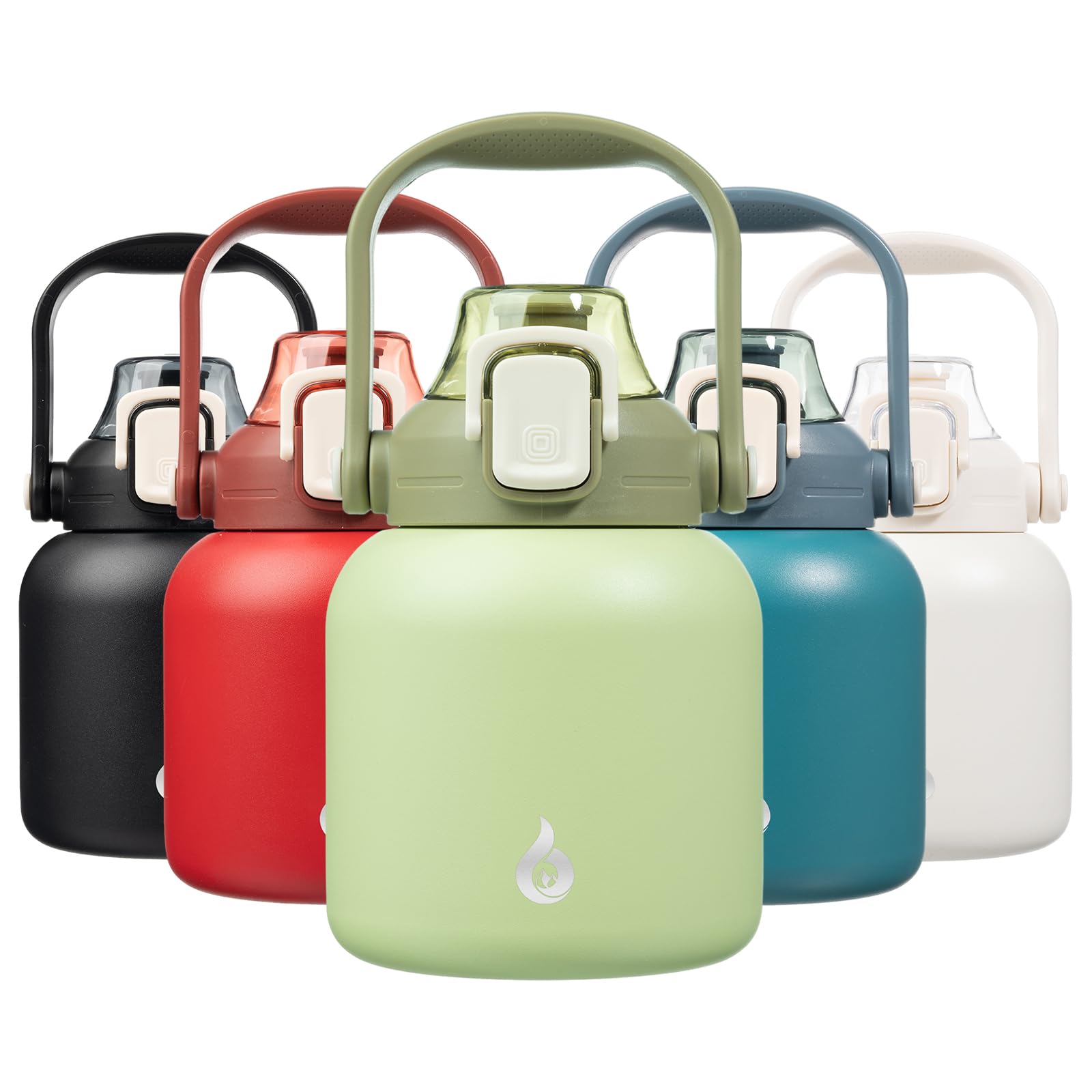 BJPKPK Insulated Water Bottles with Straw, 27 oz Cute Water Bottles with Handle, BPA Free Stainless Steel Metal Jug, Easy Carry Flasks for Men & Women, White