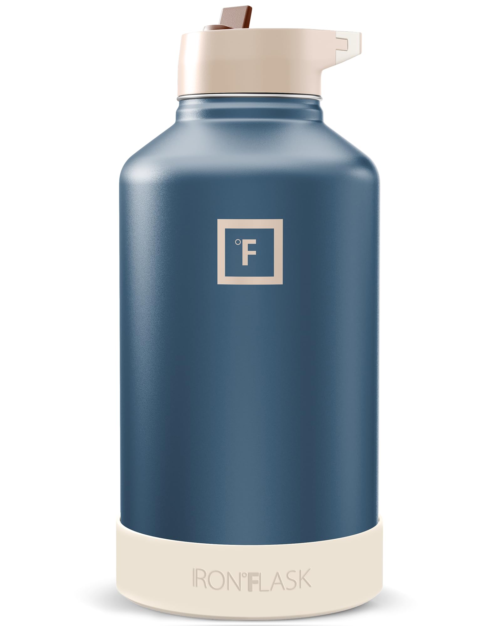 IRON °FLASK Camping & Hiking Hydration Flask with Straw, Wide Mouth Insulated Stainless Steel Sports Water Bottle - 40 oz Blue Waves