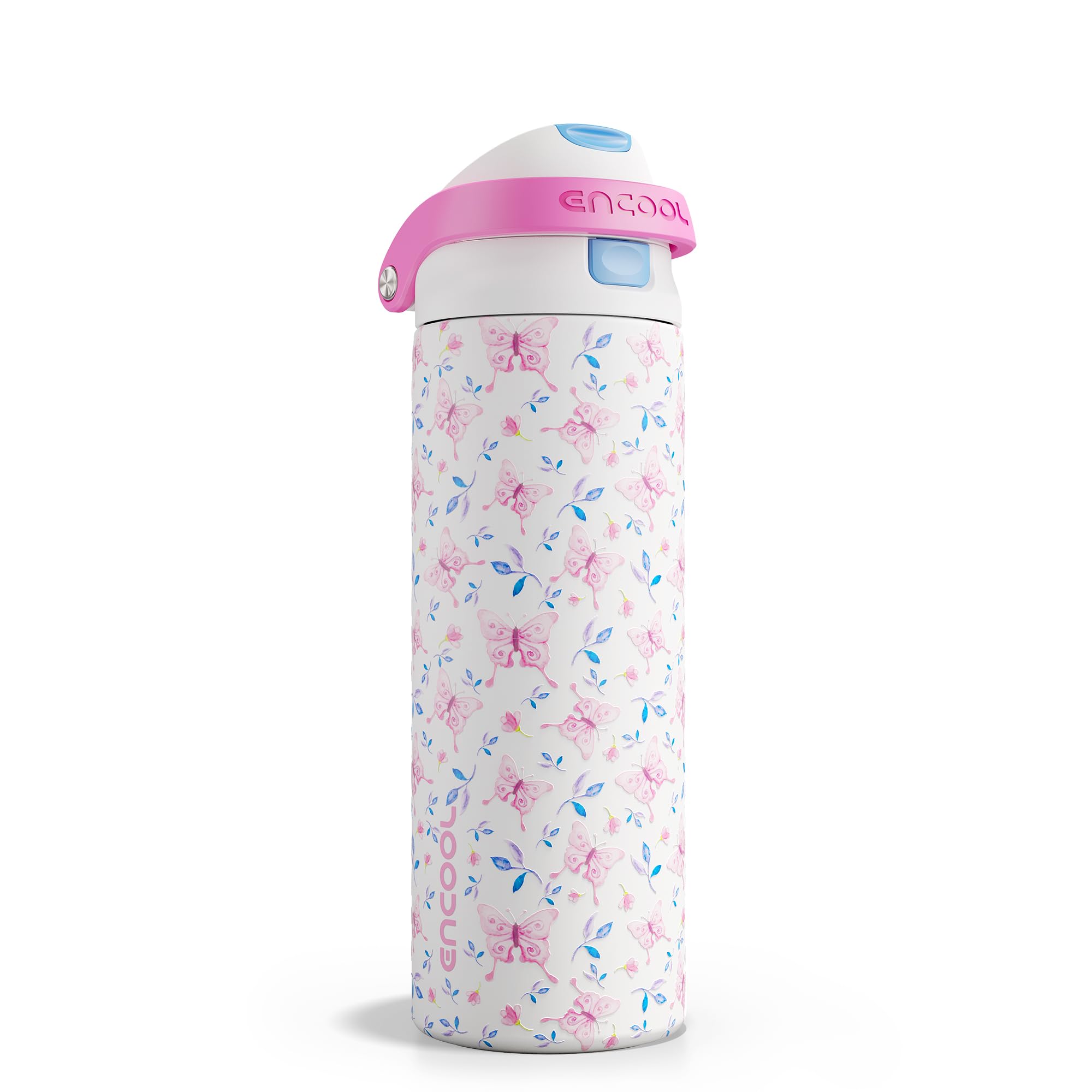 ENCOOL Leakproof Insulated Water Bottle with Straw Dual-Sip Water Bottle Bag-Safe Design for Work, Commute & Gym – Keeps Drinks Cold All Day, 24 oz, Powder Blue