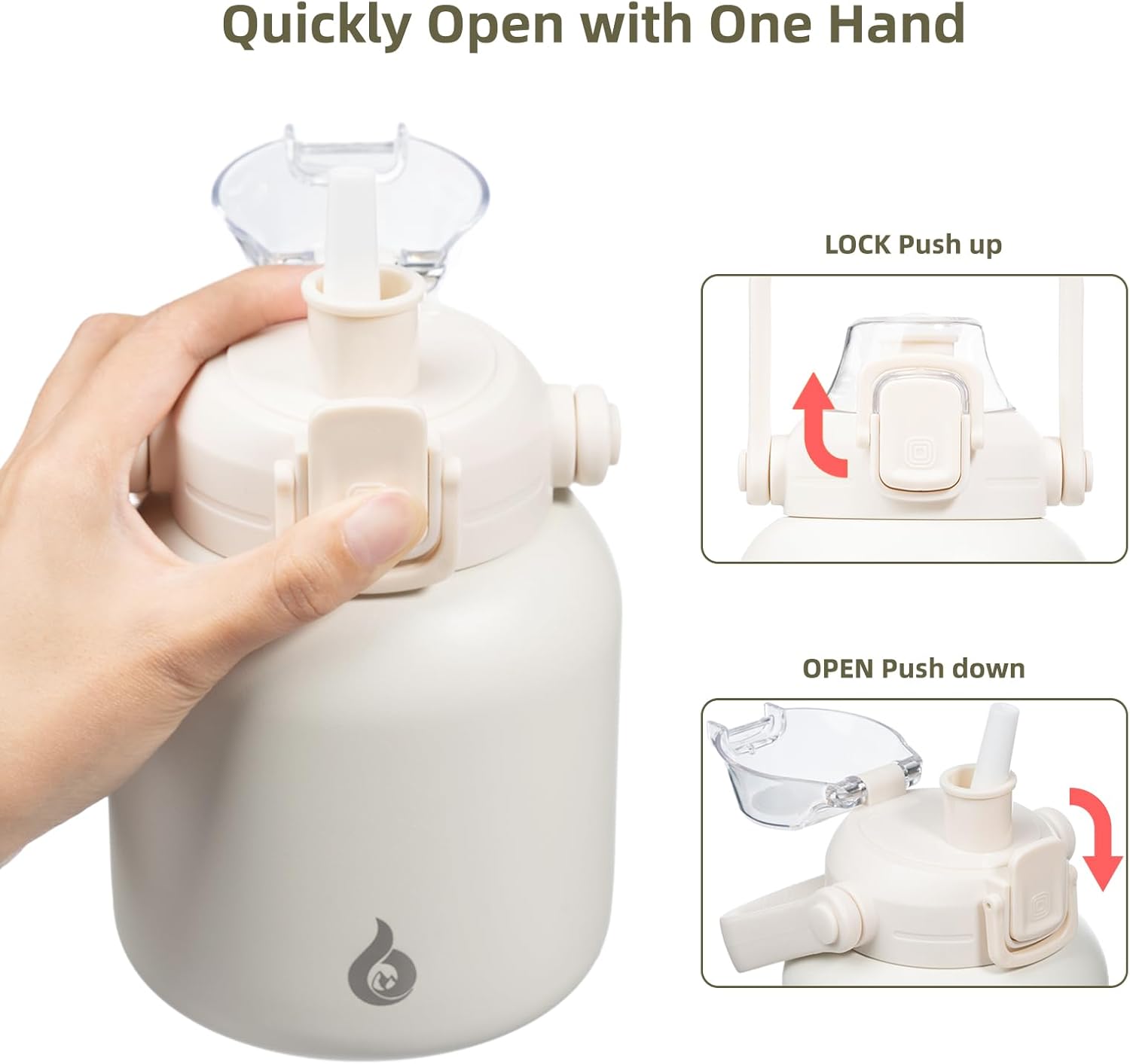 BJPKPK Insulated Water Bottles with Straw, 27 oz Cute Water Bottles with Handle, BPA Free Stainless Steel Metal Jug, Easy Carry Flasks for Men & Women, White