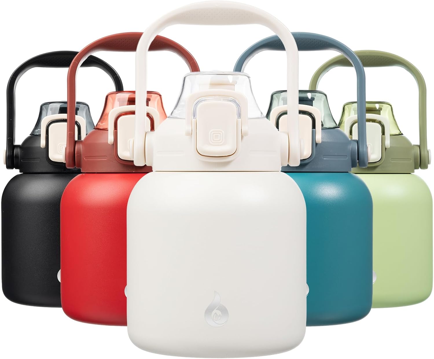 BJPKPK Insulated Water Bottles with Straw, 27 oz Cute Water Bottles with Handle, BPA Free Stainless Steel Metal Jug, Easy Carry Flasks for Men & Women, White