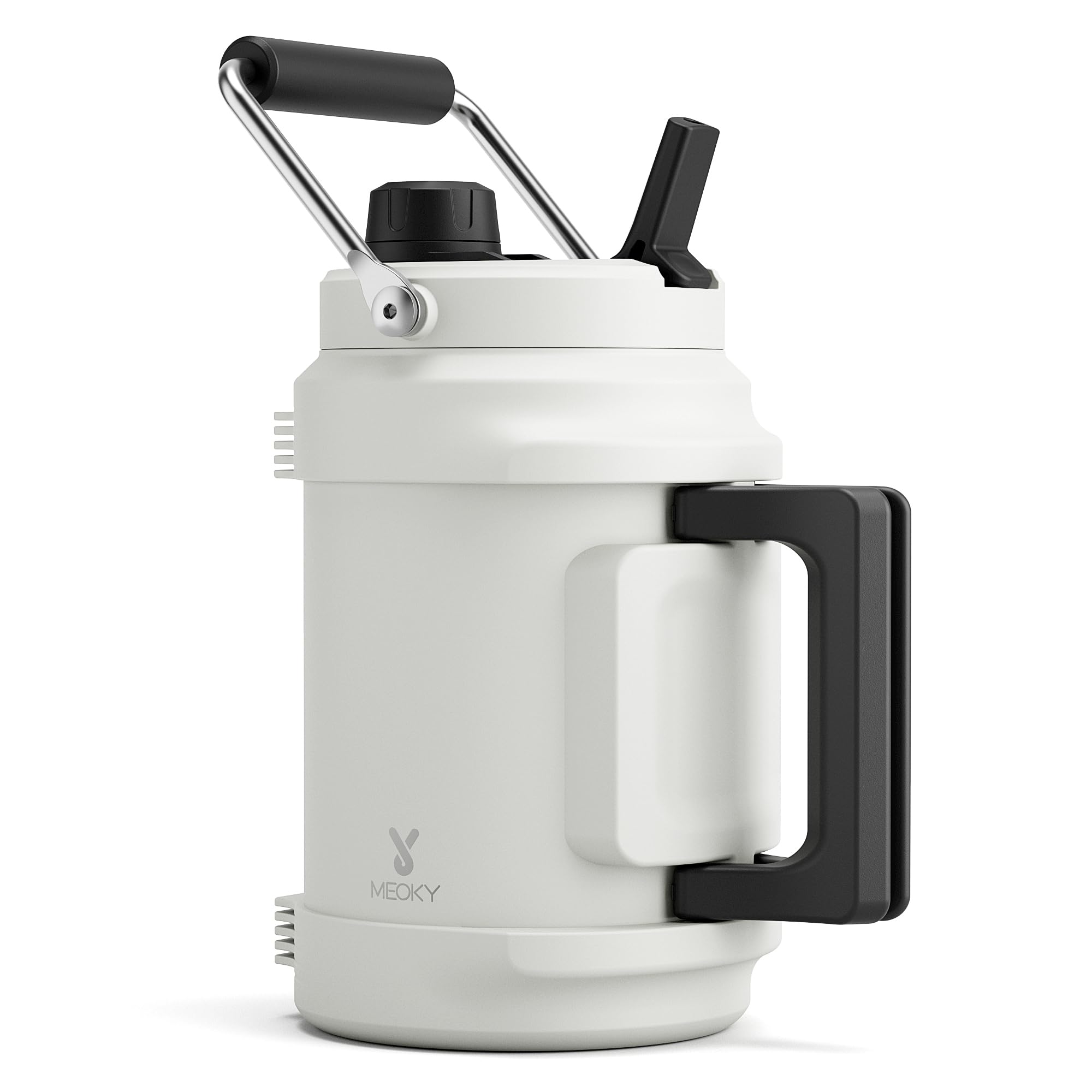 1 Gallon Insulated Water Bottle for Sports: Meoky 128 oz Triple Wall Vacuum Stainless Steel Water Jug - Top and Side Handles, Cold for 48 Hrs, 2-in-1 Straw and Spout Lid, Leak Proof for Hiking (Night)