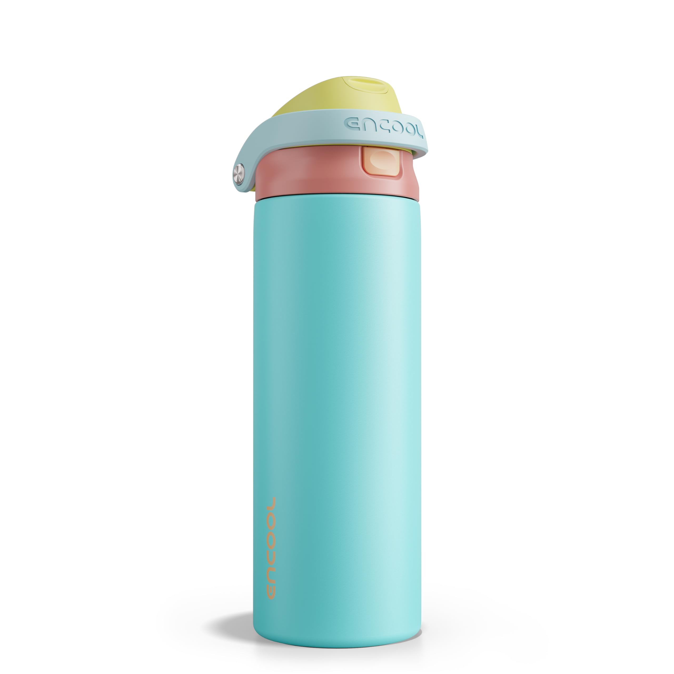 ENCOOL Leakproof Insulated Water Bottle with Straw Dual-Sip Water Bottle Bag-Safe Design for Work, Commute & Gym – Keeps Drinks Cold All Day, 24 oz, Powder Blue