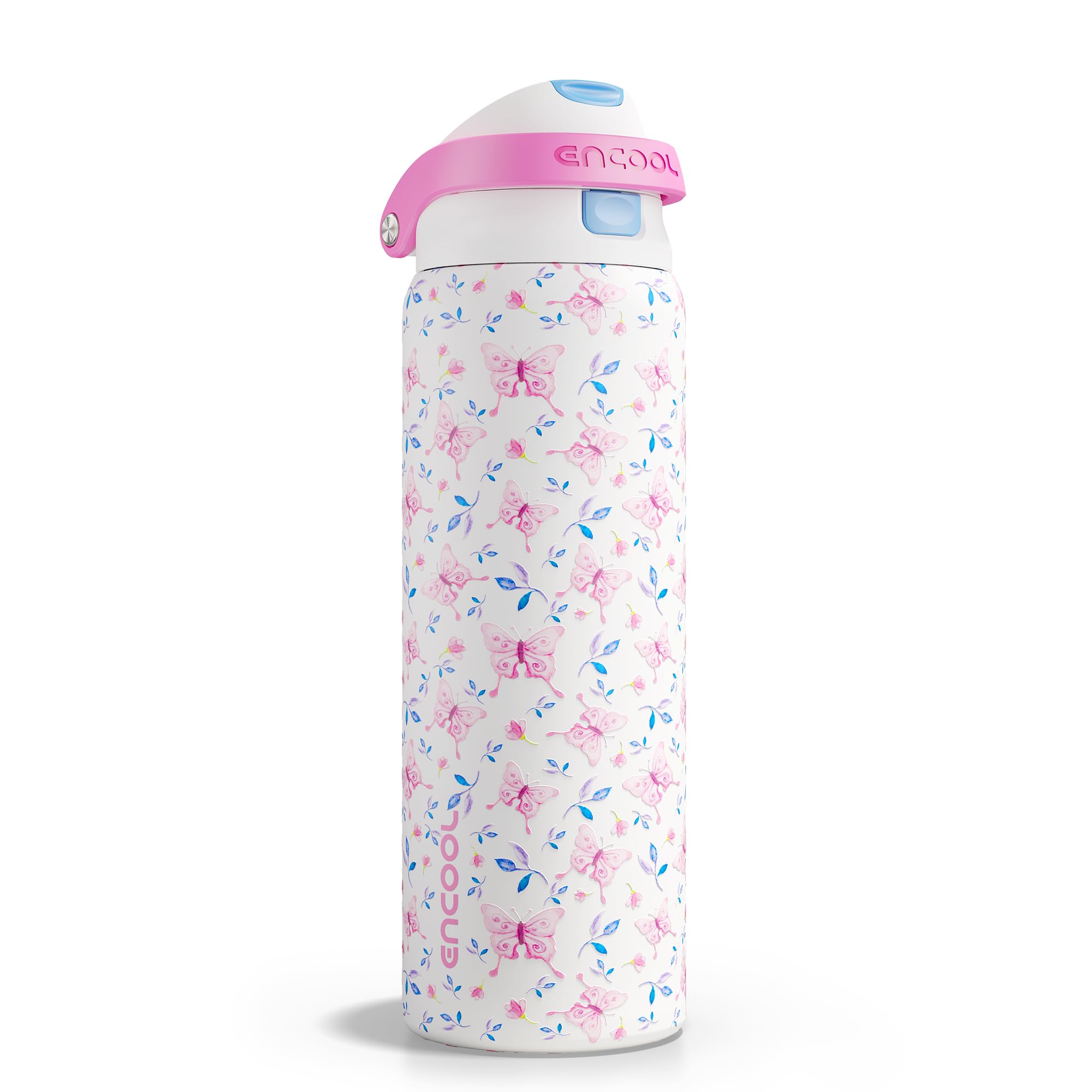 ENCOOL Leakproof Insulated Water Bottle with Straw Dual-Sip Water Bottle Bag-Safe Design for Work, Commute & Gym – Keeps Drinks Cold All Day, 24 oz, Powder Blue