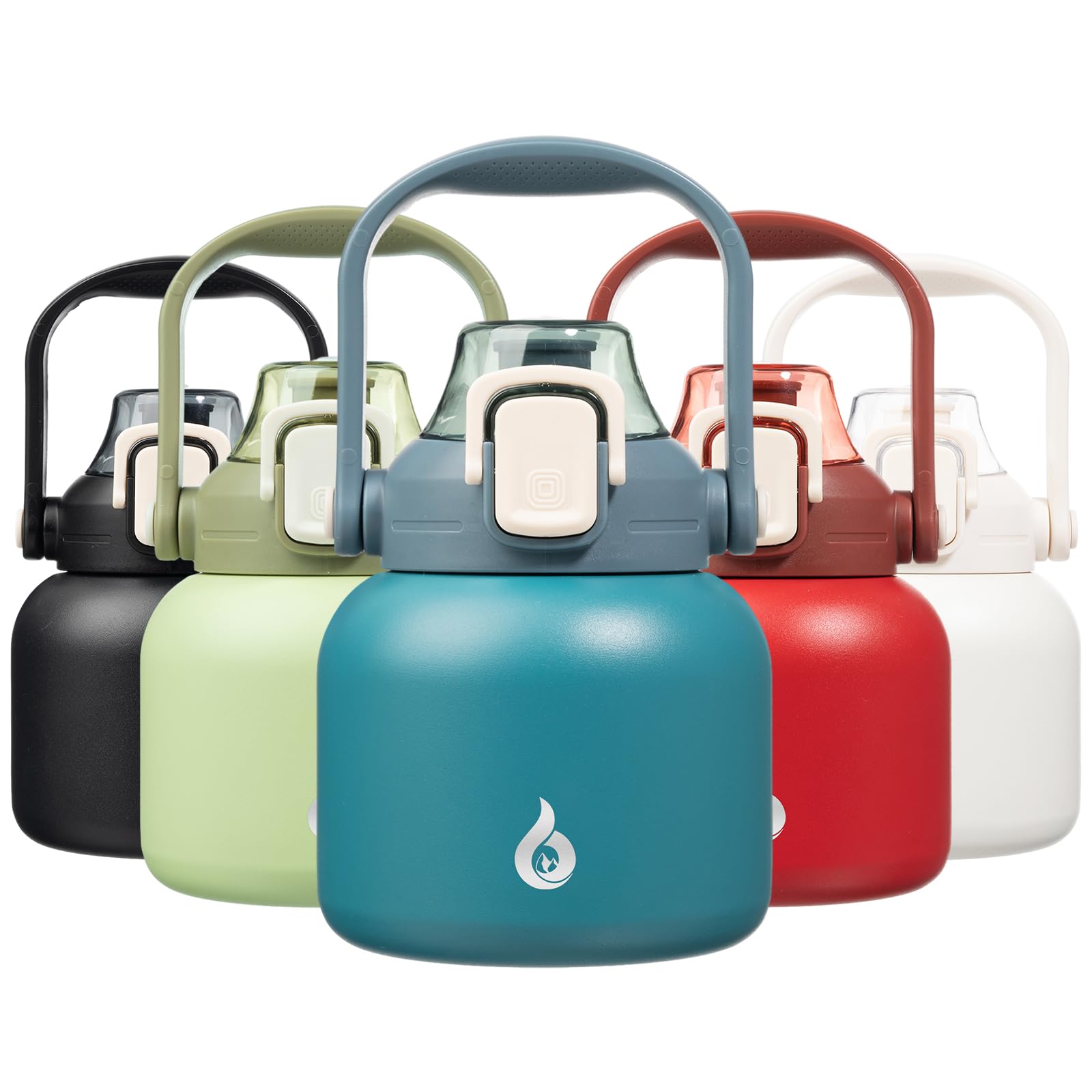 BJPKPK Insulated Water Bottles with Straw, 27 oz Cute Water Bottles with Handle, BPA Free Stainless Steel Metal Jug, Easy Carry Flasks for Men & Women, White