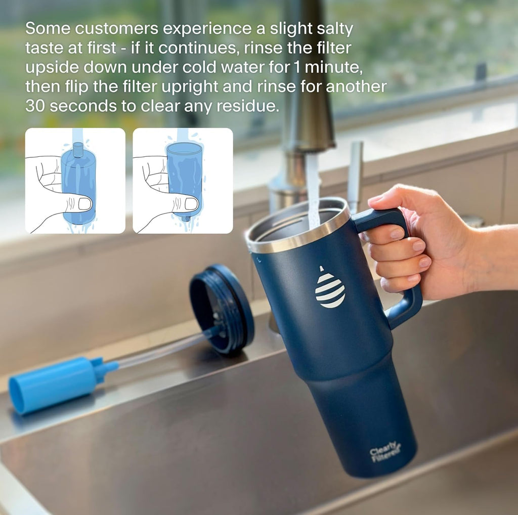 Clearly Filtered Water Bottle | Removes 200+ Contaminants, Double-Wall Insulated Stainless Steel, BPA/BPS Free, Phthalate Free, Filters Flouride Lead Chlorine (40oz, Blush)