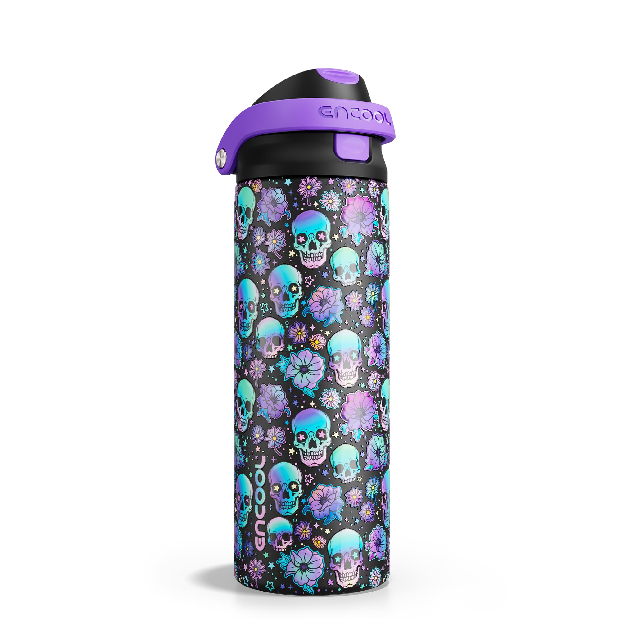 ENCOOL Leakproof Insulated Water Bottle with Straw Dual-Sip Water Bottle Bag-Safe Design for Work, Commute & Gym – Keeps Drinks Cold All Day, 24 oz, Powder Blue