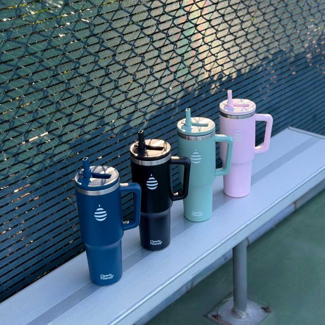 Clearly Filtered Water Bottle | Removes 200+ Contaminants, Double-Wall Insulated Stainless Steel, BPA/BPS Free, Phthalate Free, Filters Flouride Lead Chlorine (40oz, Blush)