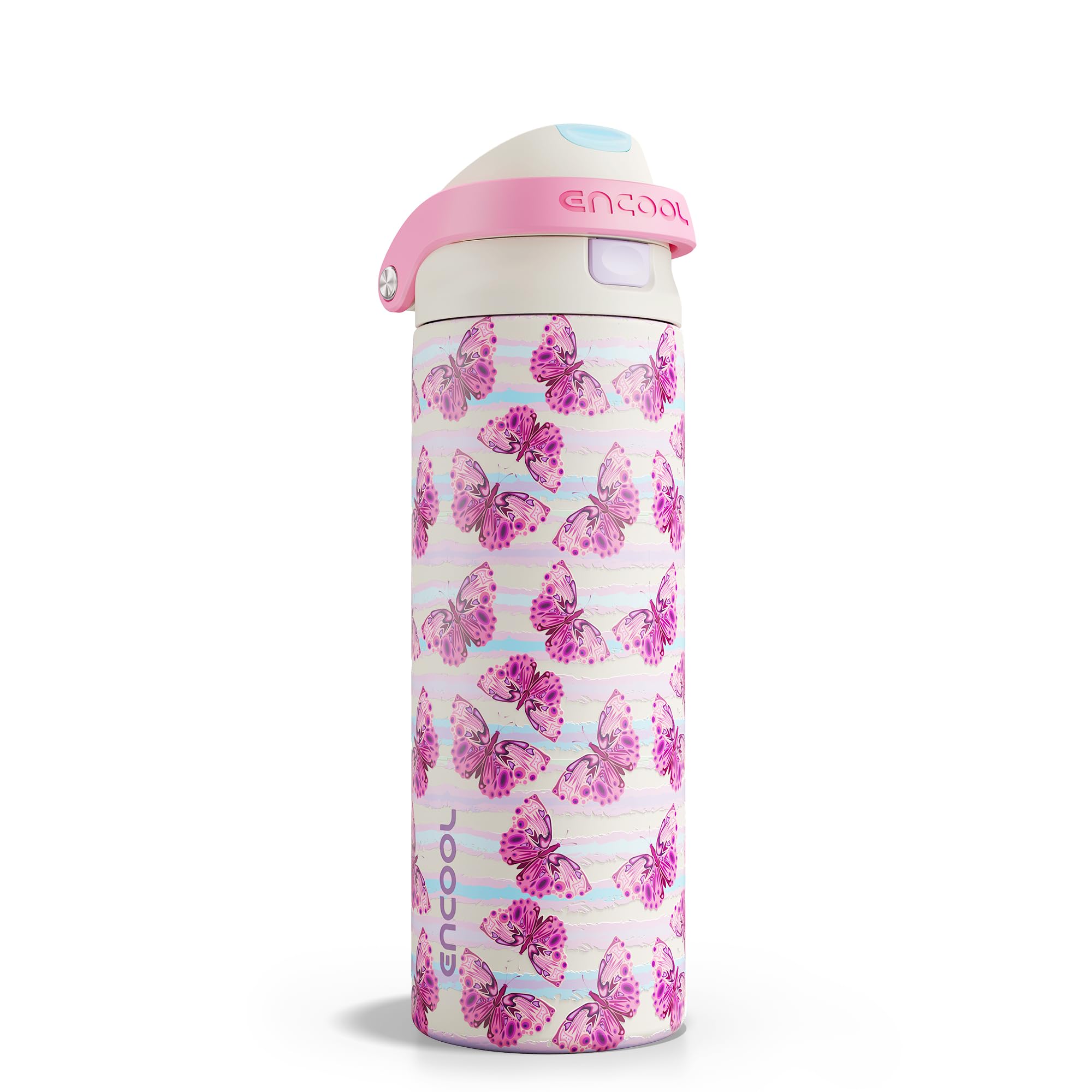 ENCOOL Leakproof Insulated Water Bottle with Straw Dual-Sip Water Bottle Bag-Safe Design for Work, Commute & Gym – Keeps Drinks Cold All Day, 24 oz, Powder Blue