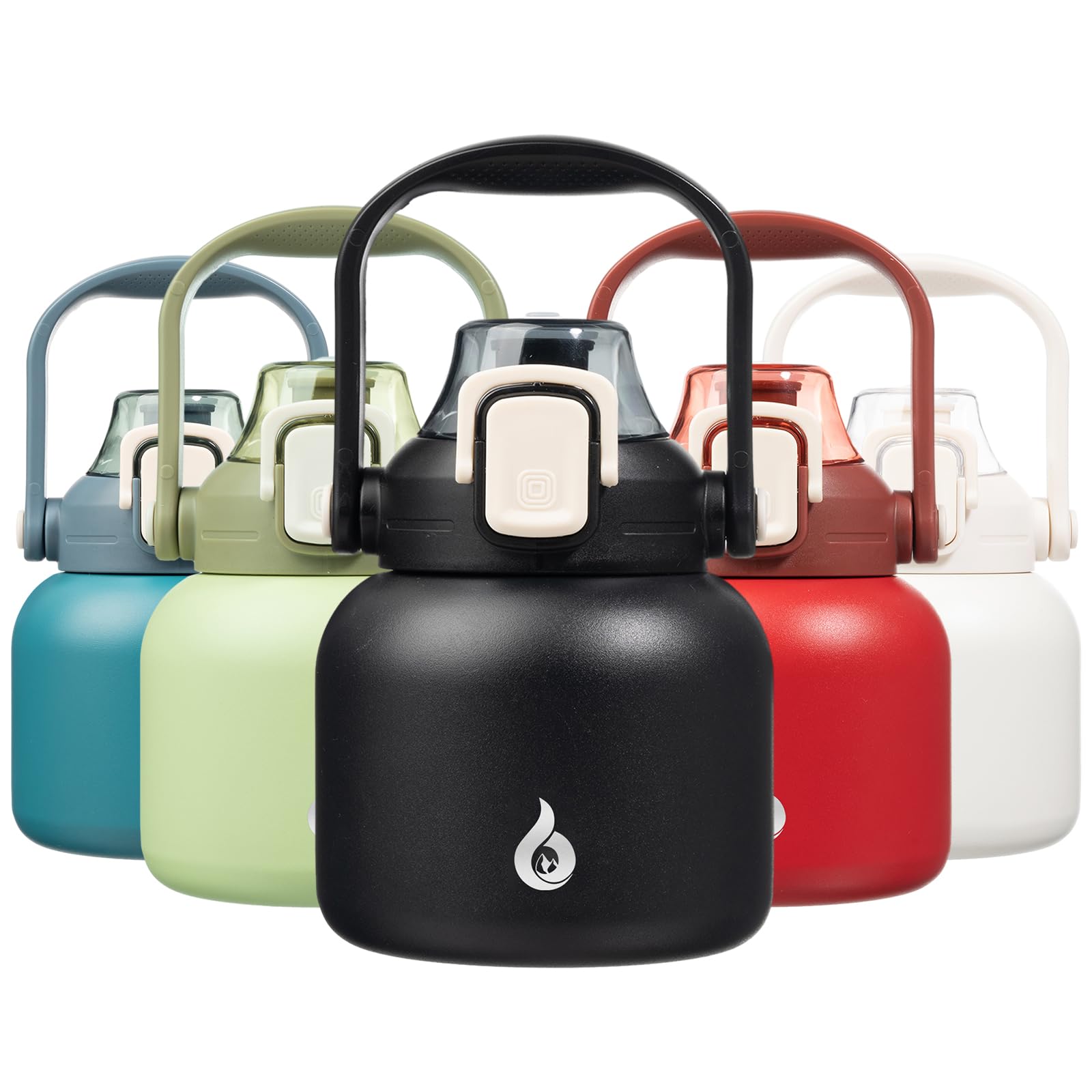 BJPKPK Insulated Water Bottles with Straw, 27 oz Cute Water Bottles with Handle, BPA Free Stainless Steel Metal Jug, Easy Carry Flasks for Men & Women, White