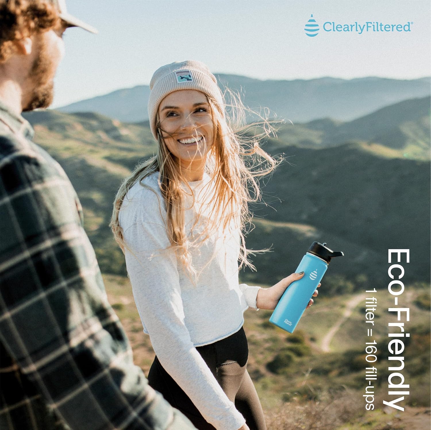 Clearly Filtered 20oz Water Bottle/Targets 220+ Contaminants/Double-Wall Insulated Stainless Steel Filtered Water Bottle BPA/BPS-Free Phthalate-Free Filters Fluoride Lead Chlorine (Teal Blue)